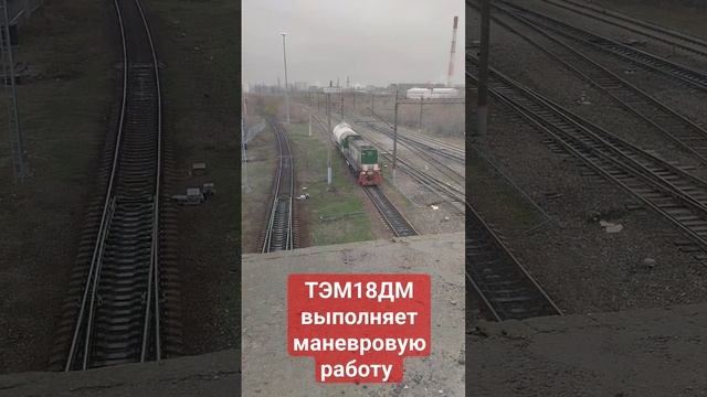 ТЭМ18ДМ выполняет маневровую работу на ст.Воронеж Южный #поезда #ПоездатыйКанал #ВоронежЮжный