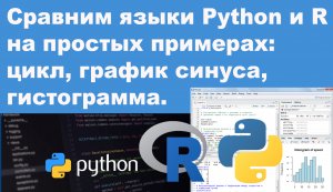 Сравним языки Python и R на простых примерах: цикл, график синуса, гистограмма