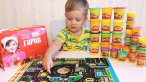 ★ Город ПЛЕЙ ДО из пластилина, много фигурок домики, машины, люди Play Doh city