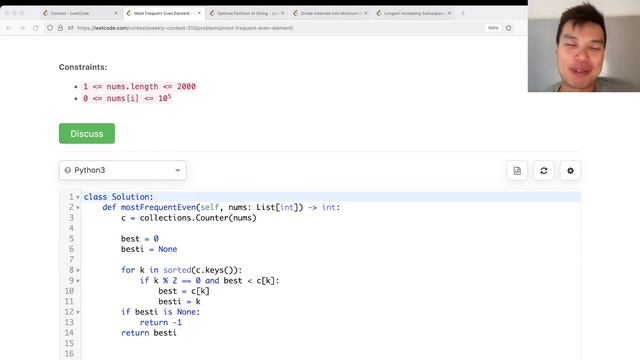 2404. Most Frequent Even Element (Leetcode Easy) смотреть онлайн