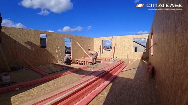 Дом из СИП панелей / монтаж за 8 мин - КГ "Межречье" под Киевом, площадь 152 м2 - Плоская кровля смотреть онлайн