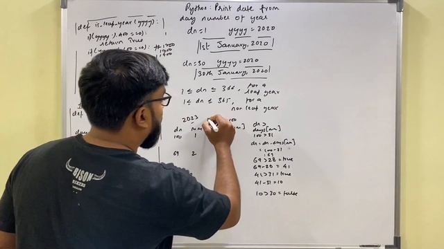 Python program to find and print date from the given day number of the year in Hindi