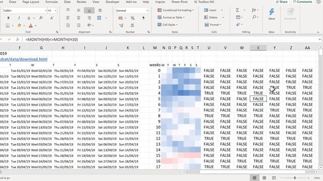 How to make a calendar heatmap in excel
