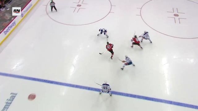 Tomas Tatar Controls Mid-Air Rebound Before Batting Puck In vs. Oilers смотреть онлайн