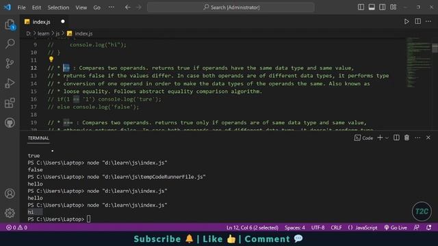 JavaScript : Ternary Operator, if-else Condition, and Operand Comparison | time2code