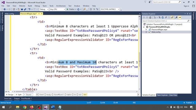Asp.net C# Tutorial 34-How to use Password Policy in Pwd TextBox using RegularExpressionValidator
