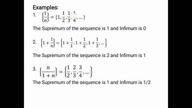 Supremum and Infimum of a Sequence