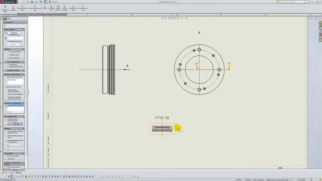 Solidworks. Урок 9.3. Разрезы - создание чертежа
