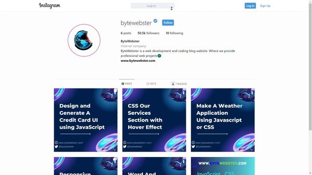 Responsive Instagram Profile Page UI Using Tailwind CSS  || BYTEWEBSTER