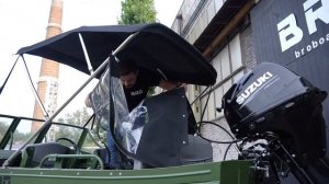 Ходовой тент на лодку BRO 4.2 классик на телескопических нержавеющих дугах