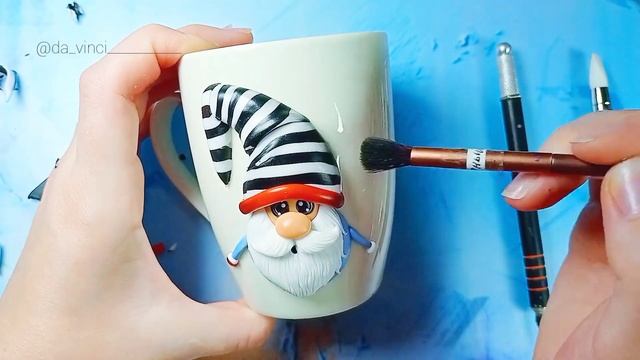 Гном из полимерной глины / как слепить гнома / лепка / новогодний гном
