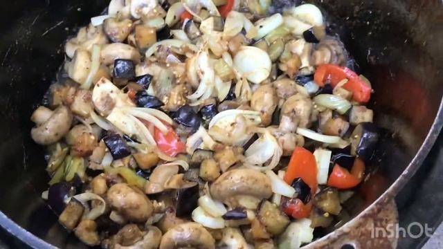 Жаркое из свинины с овощами в Казане на костре