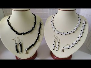 Украшения из бисера. 2 варианта. Комплект. Ожерелье. Браслет. Сережки. Мастер класс. Для начинающих.