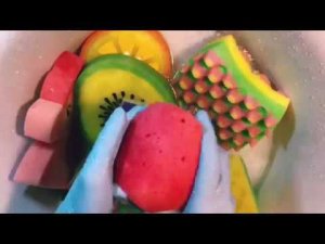 ASMR Sponges and rinsing of spongesASMR губочки и полоскание губочек