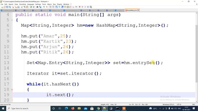 Iterate Map Interface using Iterator in Java
