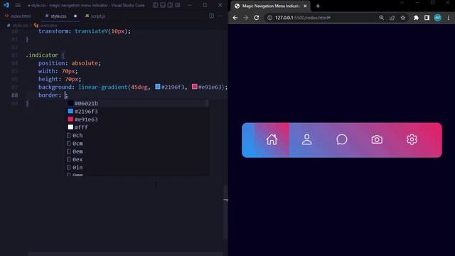 Magic Navigation Menu Indicator using HTML CSS and Javascript | Animated Navigation Menu Bar