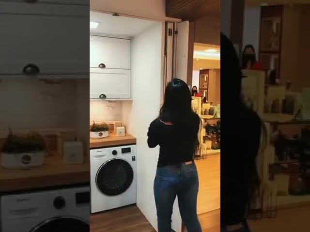 Зонирование кухни с помощью раздвижной двери #раздвижныедвери #перегородка #зонирование #кухня