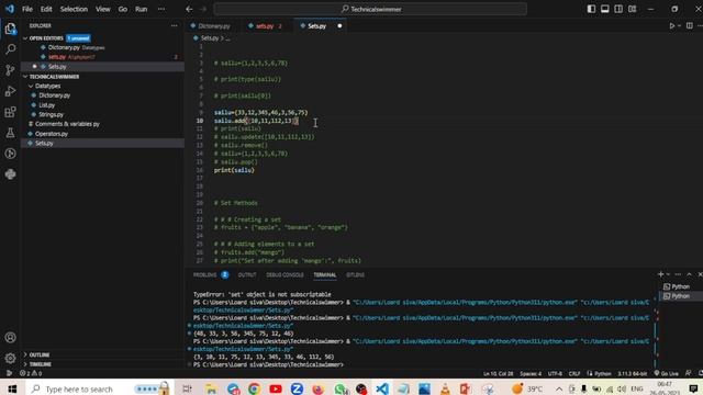 python datatypes |Class 5- Set's datatype |Clear explanation in Telegu