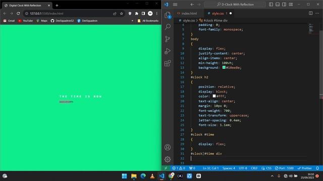 How To Create Digital Clock Using HTML CSS & JavaScript | Display Time ...
