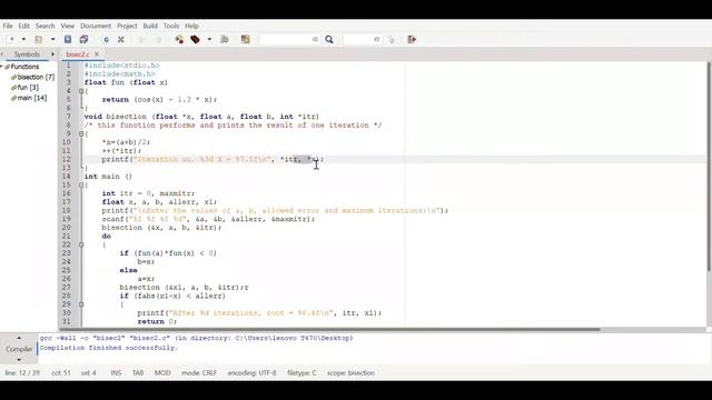 Bisection Method Using C Programming Language