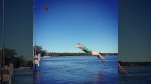 Joe jumping off the dock