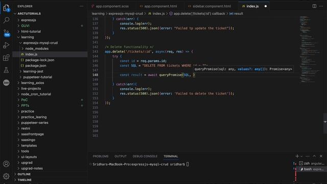 Build a RESTful API with NodeJs, Express and MySQL CRUD - Part 7 | Delete Functionality