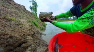 Unique Fishing Video Man Search In Dry River Hill & Found Underground Big Water Fish Tank #fishing