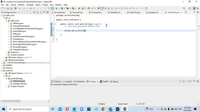 helloWord Eclipse Java/Package/project/class/Hello word first statement смотреть онлайн