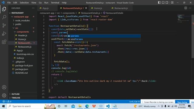 Day 9 -  PROJECT - Restaurant WebApp in React JS -PART 5 - Shanimz Academy