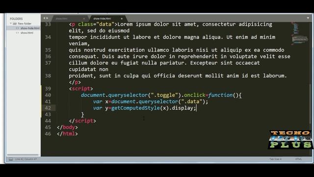 Javascript Show & Hide an Element in 2023 | Javascript Tutorials - Techo Plus