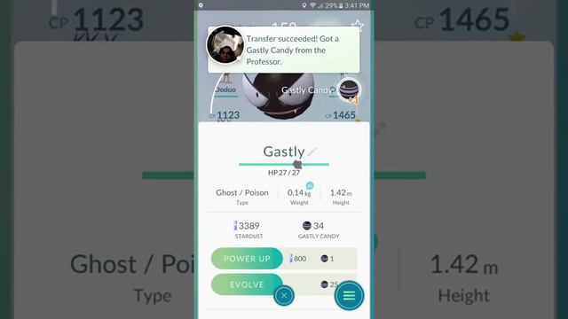 Pokémon Go WOW evolved Ghastly 478cp