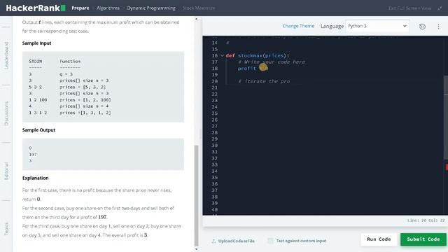 228 - Stock Maximize | Dynamic Programming | Hackerrank Solution | Python