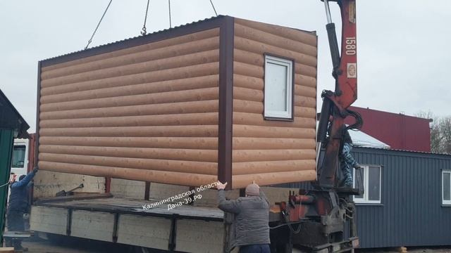 Каркасный домик 6,00*4,90. Перевозной. Фасад сайдинг- Блокхаус. смотреть онлайн