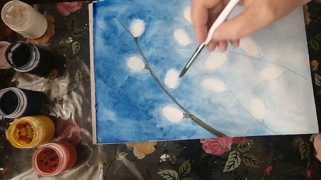 Рисование веточек вербы смотреть онлайн