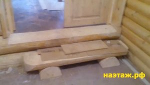 Входная лестница из брёвен + лестница спустя год