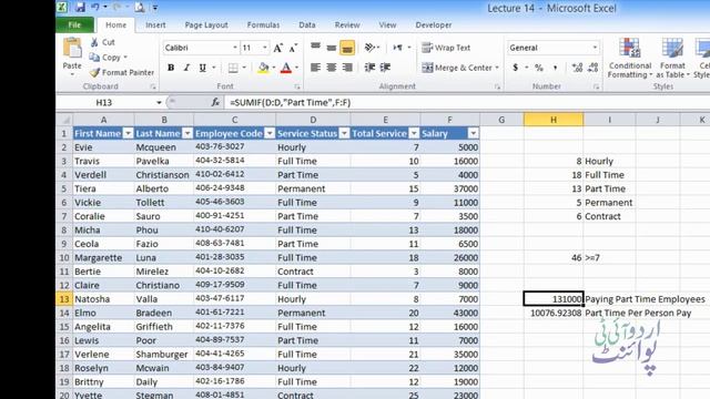 Microsoft Excel 2010 Power Functions in Urdu Lecture No 14