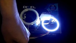 Сверх яркие кольца на маску для линз LED COB 80mm 2 режима white + yellow