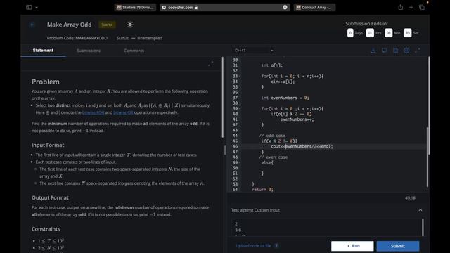 Make Array Odd || CodeChef Starters 76 Contest || Solution with Explanation