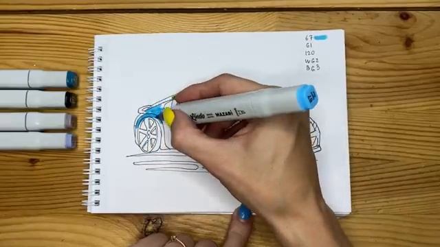 Как нарисовать машину "Ниссан" скетч маркерами | Рисунок для детей, поэтапно и легко смотреть онлайн
