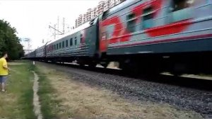 Поезд 532с Адлер-Киров,едет с моря 👍😀🛤️ #краснодар #поезда #ржд #город #лето