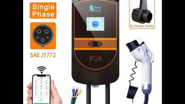 Feyree Portable EV Charger Type2 Cable 32A 7KW CEE Plug EVSE Type1 Box j1772 Adapter for Electric смотреть онлайн