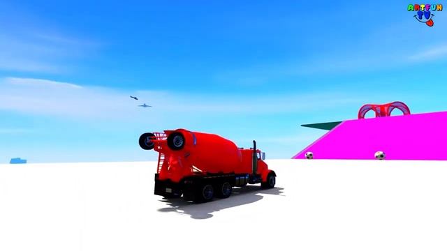 Мультик Про Трактор Монстр трак Бетономешалку и Грузовик Катаемся в Новом парке с Динозавр смотреть онлайн