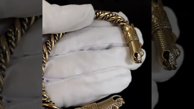 Мужской браслет с головами дракона из золота с чернением (цена за грамм) смотреть онлайн