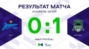 МФЛ. Зенит - Краснодар. 24-й тур. Группа I. Обзор