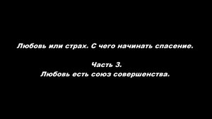 Любовь или страх. С чего начинать спасение.
Часть 3. Любовь есть союз совершенства.