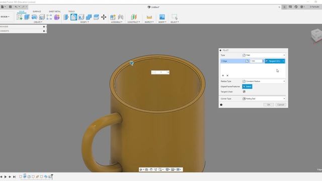 Fusion 360 tutorial : Cup modelling/ Моделирование кружки в Fusion 360