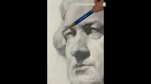 Drawing Head Sculpture Plaster with Pencil