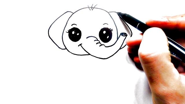 Слоник Рисунок или как нарисовать слона поэтапно для срисовка смотреть онлайн