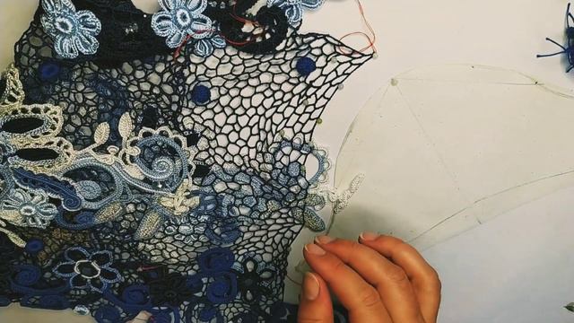 как присоединять рукав в процессе вязания Ирландского кружева, к готовому полотну спинки смотреть онлайн