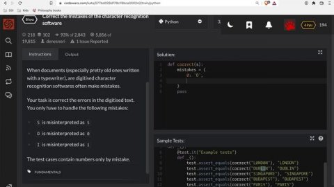 Codewars - Python - Correct the mistakes of the character recognition software